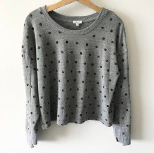 Splendid Sweatshirt  Gray Black Polka Dot Paint Dot Cozy Top Crew Neck Medium H7